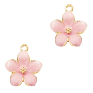 Colgantes met&aacute;licos Basic Quality flor Dorado-rosa