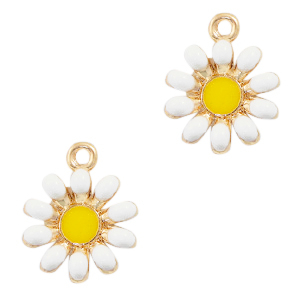 Colgantes met&aacute;licos Basic Quality flor Dorado-blanco