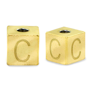 Abalorios Acero Inox letra C Dorado