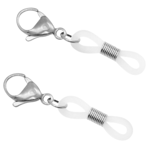 Fornituras acero inox goma para gafas con mosquet&oacute;n Plateado-transparente