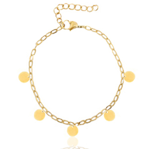 Pulseras tobillera acero inox eslab&oacute;n monedas Dorado