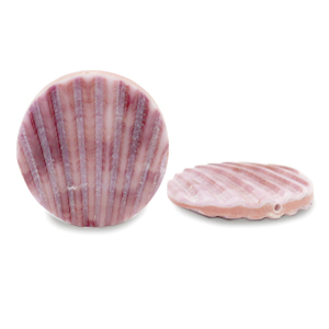 Abalorios conchas 25mm Rosa p&uacute;rpura vintage