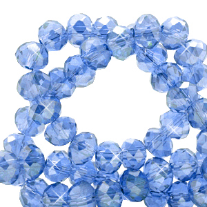 Abalorios faceteados disco 4x3 mm Azul cer&uacute;leo-revestimiento pearl shine
