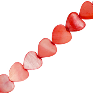 Abalorios conchas coraz&oacute;n Rojo coral