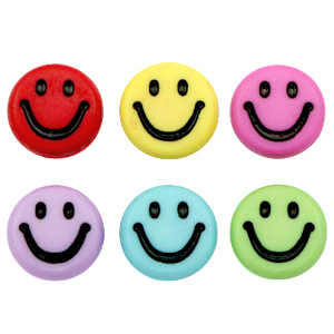 Abalorios letras acr&iacute;licas smiley Multicolor-negro