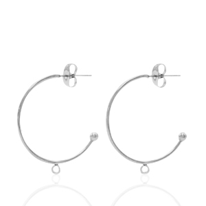 Pendientes Acero Inox criolla con anilla Plateado