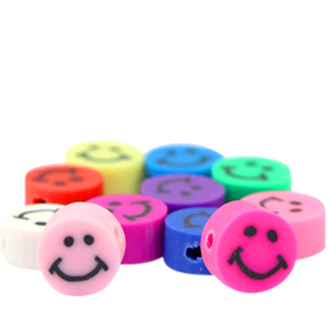 Abalorios de pol&iacute;meros smiley Multicolor
