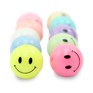 Abalorios acr&iacute;licos 10 mm smiley Multicolor