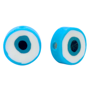 Abalorios de pol&iacute;meros ojo turco/nazar Azul claro