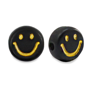 Abalorios letras acr&iacute;licas smiley Negro