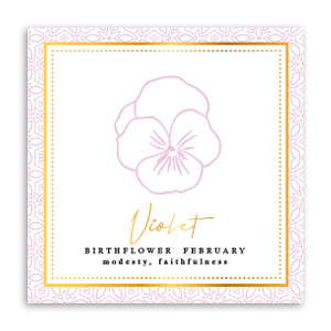 Tarjetas para joyer&iacute;a Flor de nacimiento Febrero-Violeta Lila rosa
