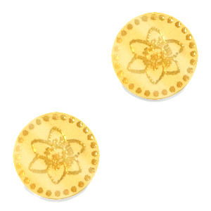 Cabuch&oacute;n Plexx 12mm Flor de nacimiento Diciembre-Narciso Dorado