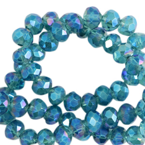 Abalorios faceteados disco 4x3mm Azul Pac&iacute;fico-cubierta AB