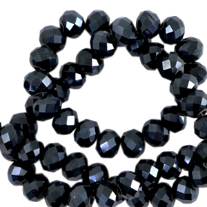Abalorios faceteados disco 3x2mm Negro-revestimiento pearl shine
