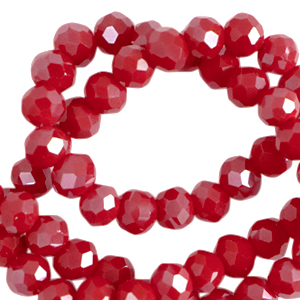 Abalorios faceteados disco 3x2mm Rojo carmes&iacute;-revestimiento pearl shine