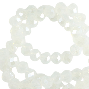 Abalorios faceteados disco 3x2mm Cristal lechoso-revestimiento pearl shine