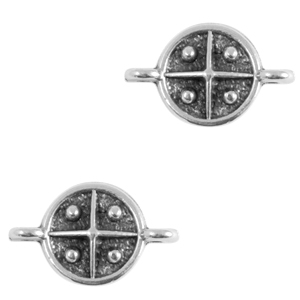 Colgantes met&aacute;licos DQ entrepieza cruz 10mm Plata vieja (sin n&iacute;quel)