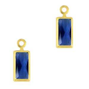Colgantes de cristal rect&aacute;ngulo Azul royal-dorado