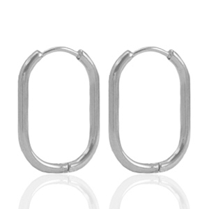 Pendientes Acero Inox criolla ovalado Plateado