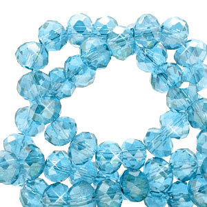 Abalorios faceteados disco 6x4 mm Azul laguna-revestimiento pearl shine