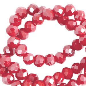 Abalorios faceteados disco 4x3mm Rojo hoguera-revestimiento pearl shine
