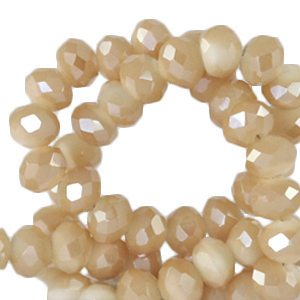 Abalorios faceteados disco 4x3mm Marr&oacute;n Chadwick-revestimiento pearl shine