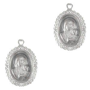 Colgantes met&aacute;licos DQ Mar&iacute;a y Jes&uacute;s Plata vieja (sin n&iacute;quel)