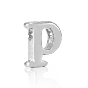 Abalorios letras met&aacute;licos DQ P Plata vieja (sin n&iacute;quel)