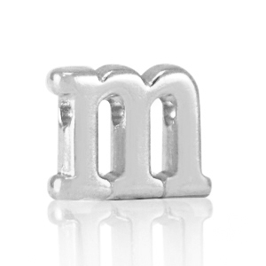 Abalorios letras met&aacute;licos DQ M Plata vieja (sin n&iacute;quel)