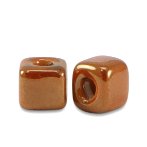 Abalorios de c&eacute;ramica DQ Griegos cubo 5mm Naranja cosechar-marr&oacute;n