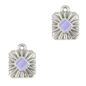 Colgantes met&aacute;licos DQ cuadrado Plata vieja-p&uacute;rpura lavanda (sin n&iacute;quel)