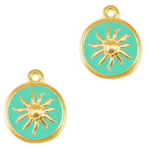 Colgantes met&aacute;licos DQ sol Dorado-azul veraman (sin n&iacute;quel)