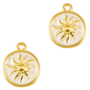 Colgantes met&aacute;licos DQ sol Dorado-blanco nacar (sin n&iacute;quel)