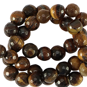 Piedras naturales Ojo de tigre 8mm faceteados Marr&oacute;n dorado