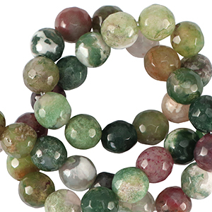Piedras naturales Calcedonia (Jaspe) 8mm faceteados Verde multicolor