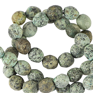 Piedras naturales Jaspe D&aacute;lmata 6mm faceteados Verde Maya multicolor