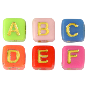 Abalorios letras acr&iacute;licas Multicolor