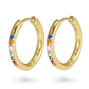 Pendientes Acero Inox criolla zirc&oacute;n 19mm Dorado