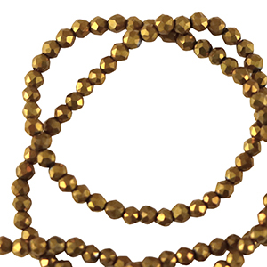 Abalorios faceteados redondos 2mm Dorado viejo met&aacute;lico-revestimiento pearl shine