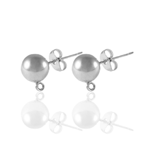 Pendientes Acero Inox con anilla 5mm Plateado