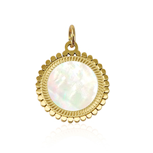 Colgantes Acero Inox concha 12mm Dorado-blanco (color natural)