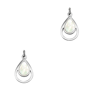 Colgantes Acero Inox concha gota Plateado-blanco (color natural)