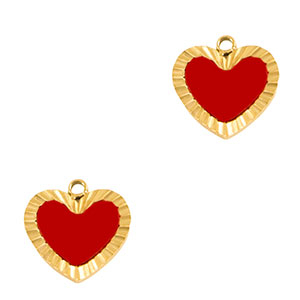 Colgantes Acero Inox coraz&oacute;n Dorado-rojo