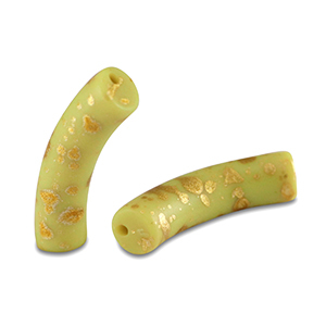Abalorios acr&iacute;licos tubo mate Verde lima-dorado