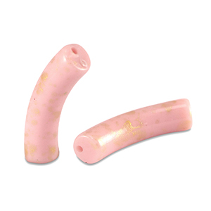 Abalorios acr&iacute;licos tubo brillante Rosa claro-dorado