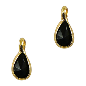 Colgantes de cristal gota Negro-dorado