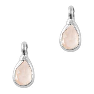 Colgantes de cristal gota Rosa claro-plateado