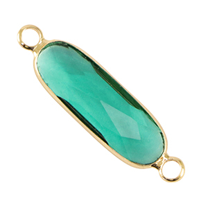 Entrepieza de cristal ovalado largo Verde-dorado