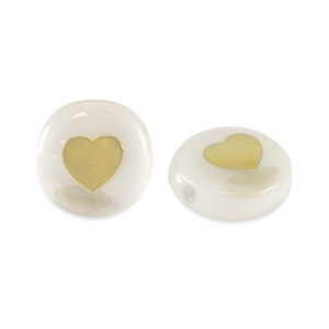 Abalorios de cristal rondeles look de concha coraz&oacute;n Blanco-dorado