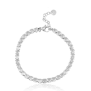 Pulseras Acero Inox Plateado-cristal